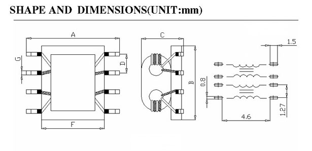 Surface Mount Common Mode Choke Shapes and Dimensions